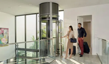 Vertically aligned elevators for a single household